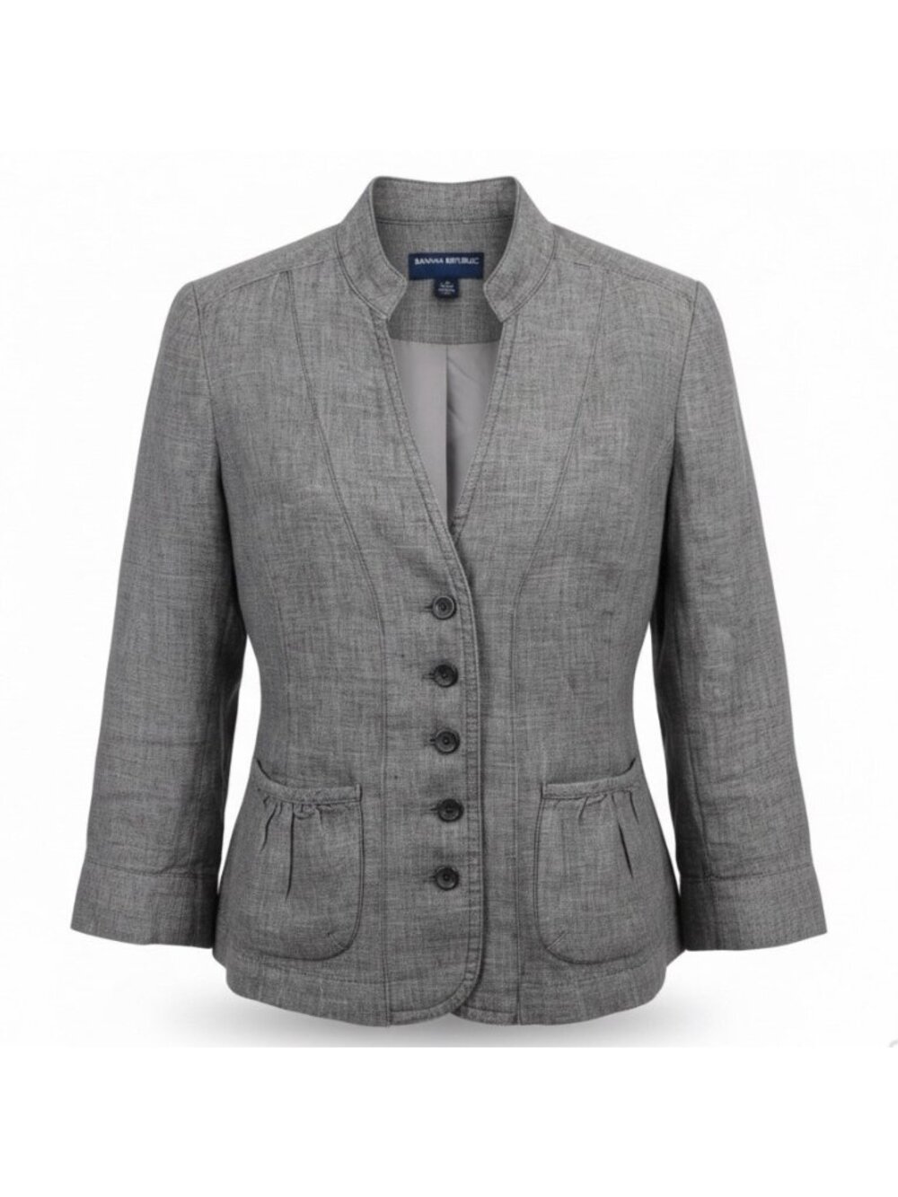 Banana Republic Womens Gray Linen Button-Up Blazer Jacket Size 0P